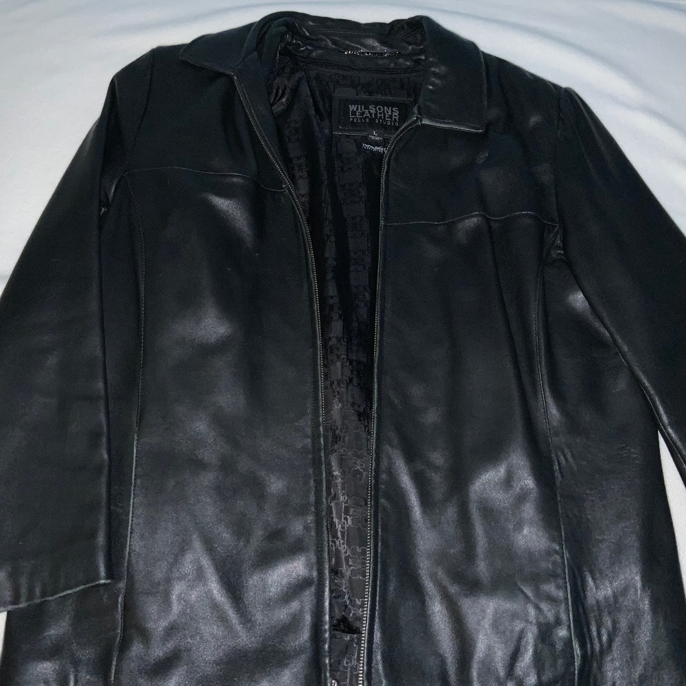 Ladies black leather jacket